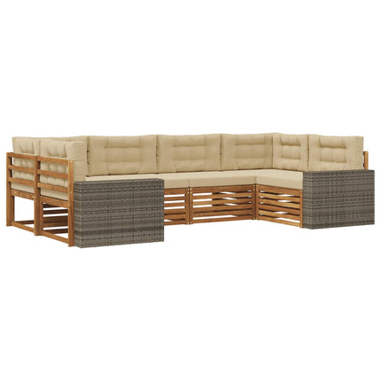 Utomhussoffset med kudde 6 pcs Naturlig och Beige
