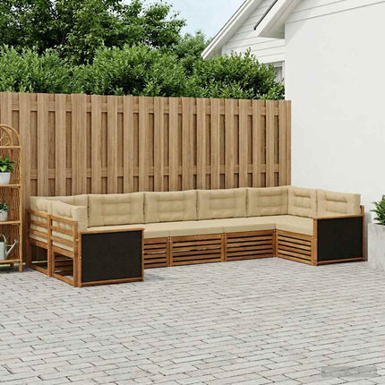 Utomhussoffset med kudde 7 pcs Naturlig och Beige