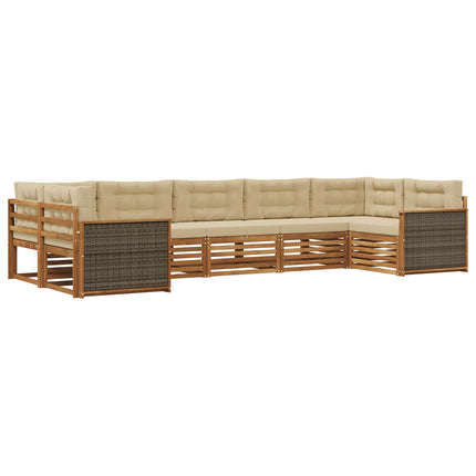 Utomhussoffset med kudde 7 pcs Naturlig och Beige