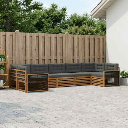 Utomhussoffset med kudde 7 pcs Naturlig och Antracit