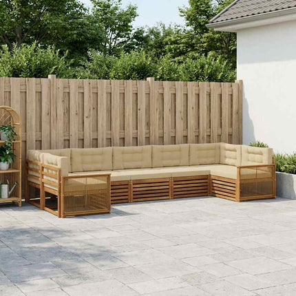 Utomhussoffset med kudde 7 pcs Naturlig och Beige