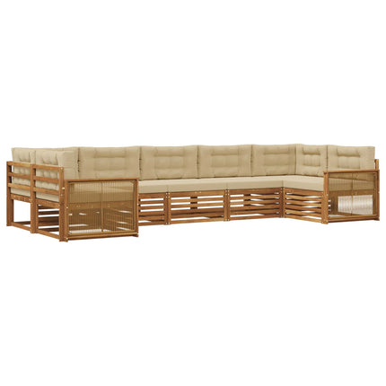 Utomhussoffset med kudde 7 pcs Naturlig och Beige