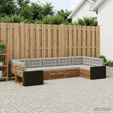 Utomhussoffset med kudde 7 pcs Naturlig och ljusgrå