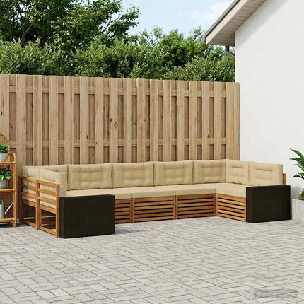 Utomhussoffset 7 pcs Naturlig och Beige Massivt Akaciaträ
