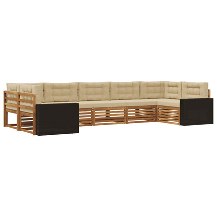 Utomhussoffset 7 pcs Naturlig och Beige Massivt Akaciaträ