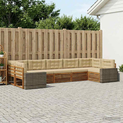 Utomhussoffset med kudde 7 pcs Naturlig och Beige