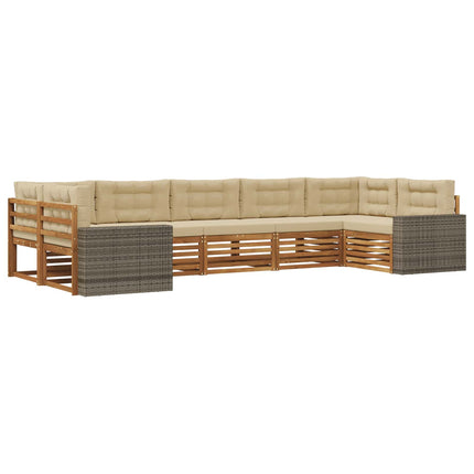 Utomhussoffset med kudde 7 pcs Naturlig och Beige