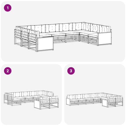 Utomhussoffset 9 pcs Naturlig och Grädde Massivt Akaciaträ