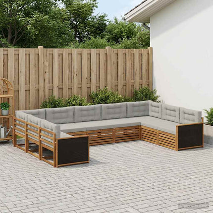 Utomhussoffset 9 pcs Naturlig och ljusgrå Massivt Akaciaträ