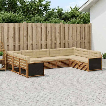 Utomhussoffset 9 pcs Naturlig och Beige Massivt Akaciaträ