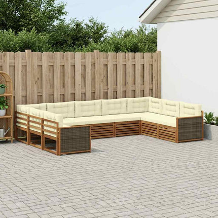 Utomhussoffset 9 pcs Naturlig och Grädde Massivt Akaciaträ