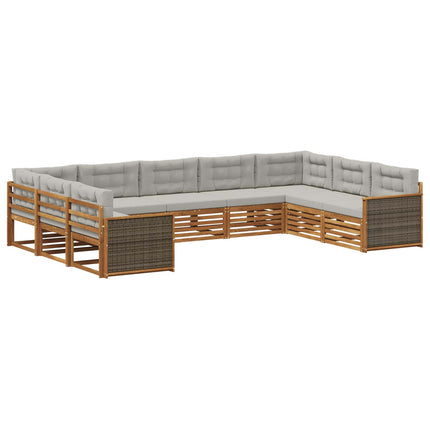 Utomhussoffset 9 pcs Naturlig och ljusgrå Massivt Akaciaträ