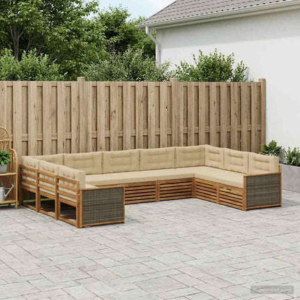 Utomhussoffset 9 pcs Naturlig och Beige Massivt Akaciaträ