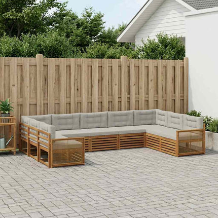 Utomhussoffset 9 pcs Naturlig och ljusgrå Massivt Akaciaträ