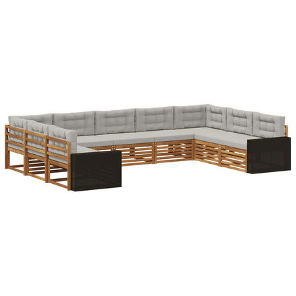 Utomhussoffset 9 pcs Naturlig och ljusgrå Massivt Akaciaträ
