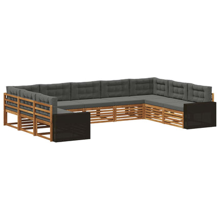 Utomhussoffset 9 pcs Naturlig och Antracit Massivt Akaciaträ