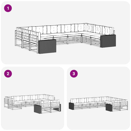Utomhussoffset 9 pcs Naturlig och Antracit Massivt Akaciaträ