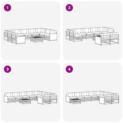Utomhussoffset 10 pcs Naturlig och Beige Massivt Akaciaträ