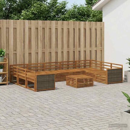 Utomhussoffset 10 pcs Naturlig Massivt Akaciaträ