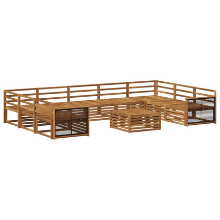 Utomhussoffset 10 pcs Naturlig Massivt Akaciaträ