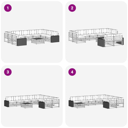Utomhussoffset 10 pcs Naturlig och ljusgrå Massivt Akaciaträ