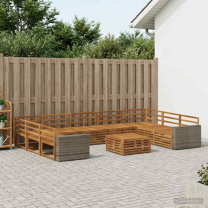 Utomhussoffset 10 pcs Naturlig Massivt Akaciaträ