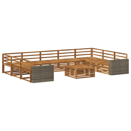 Utomhussoffset 10 pcs Naturlig Massivt Akaciaträ