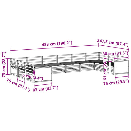 Soffgrupper 10 pcs Massivt Akaciaträ