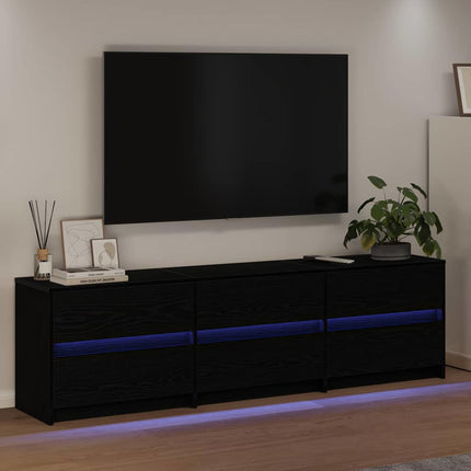 TV Enheter 2 pcs Svart Ek 180 x 34 x 50 cm Konstruerat trä