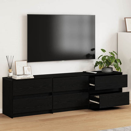 TV Enheter 2 pcs Svart Ek 180 x 34 x 50 cm Konstruerat trä