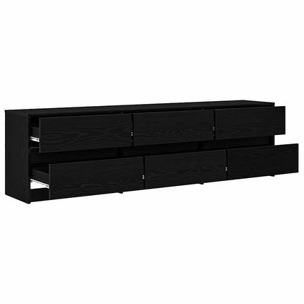 TV Enheter 2 pcs Svart Ek 180 x 34 x 50 cm Konstruerat trä