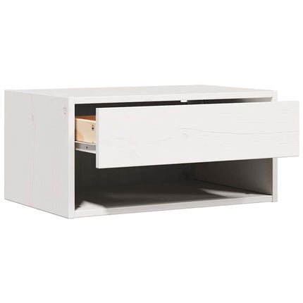 Sängbord med låda Vit 50 x 32,5 x 24 cm Massiv furu
