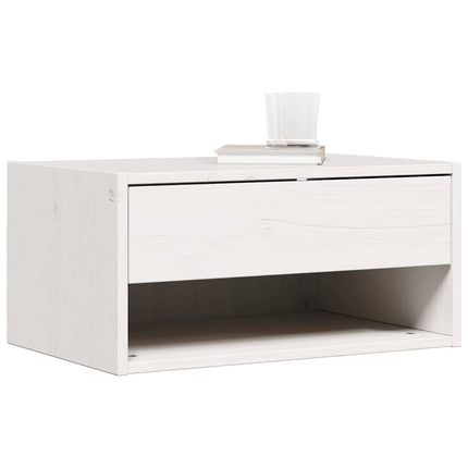 Sängbord med låda Vit 50 x 32,5 x 24 cm Massiv furu