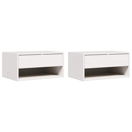 Sängbord med låda 2 pcs Vit 50 x 32,5 x 24 cm Massiv furu