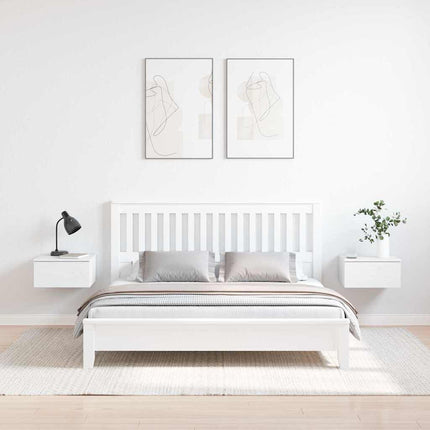 Sängbord med låda 2 pcs Vit 37 x 35 x 18,5 cm Massiv furu