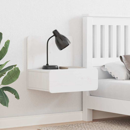 Sängbord med låda Vit 44 x 32,5 x 40 cm Massiv furu