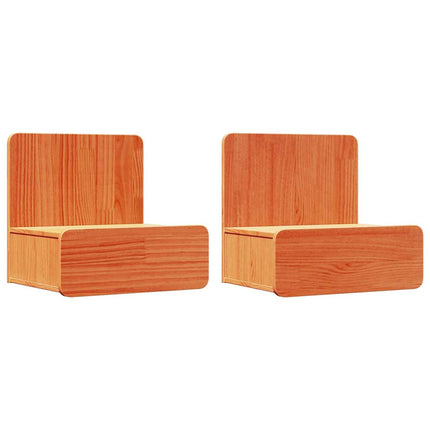 Sängbord med låda 2 pcs Vaxbrun 44 x 32,5 x 40 cm Massiv furu