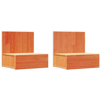 Sängbord med låda 2 pcs Vaxbrun 42 x 32,5 x 40 cm Massiv furu