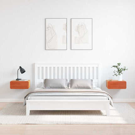Sängbord med låda 2 pcs Vaxbrun 39 x 34 x 16,5 cm Massiv furu