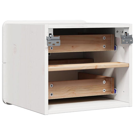 Sängbord med låda Vit 39 x 34 x 33 cm Massiv furu