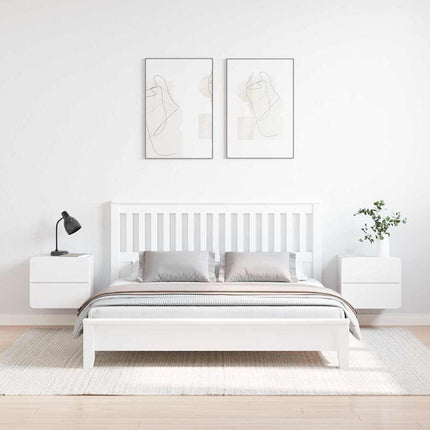 Sängbord med låda 2 pcs Vit 39 x 34 x 33 cm Massiv furu