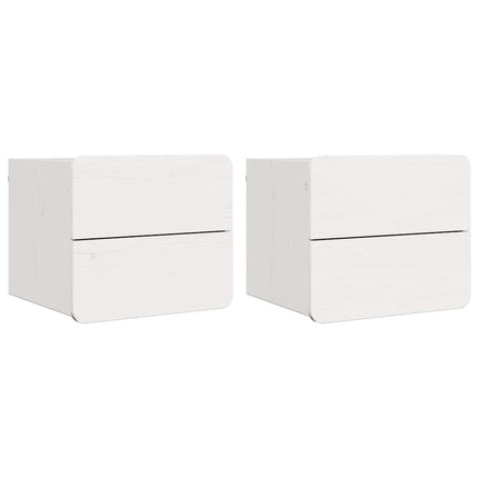 Sängbord 2 st Vit 39 x 34 x 33 cm Massiv furu