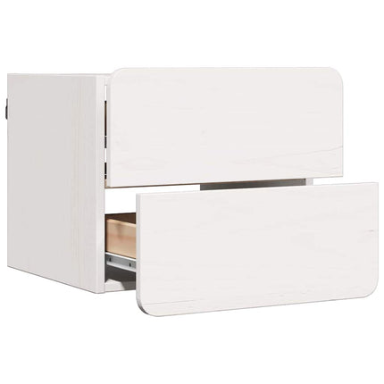 Sängbord med låda 2 pcs Vit 39 x 34 x 33 cm Massiv furu