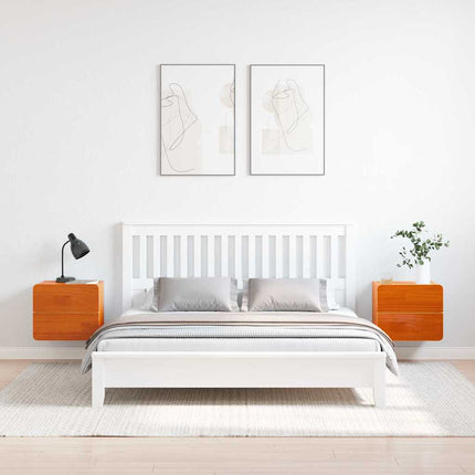 Sängbord med låda 2 pcs Brun 39 x 34 x 33 cm Massiv furu