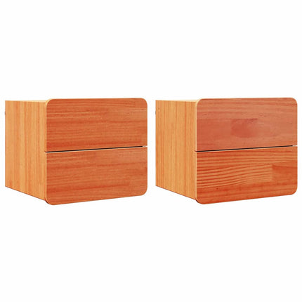 Sängbord med låda 2 pcs Brun 39 x 34 x 33 cm Massiv furu
