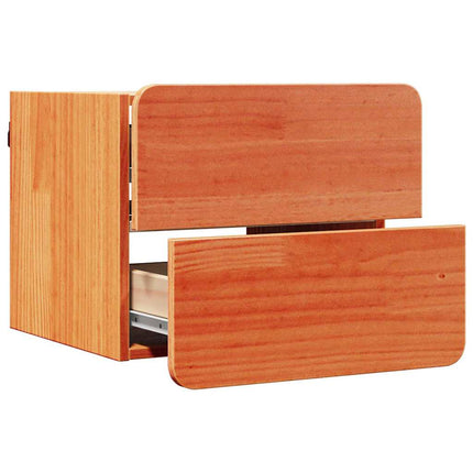 Sängbord med låda 2 pcs Brun 39 x 34 x 33 cm Massiv furu