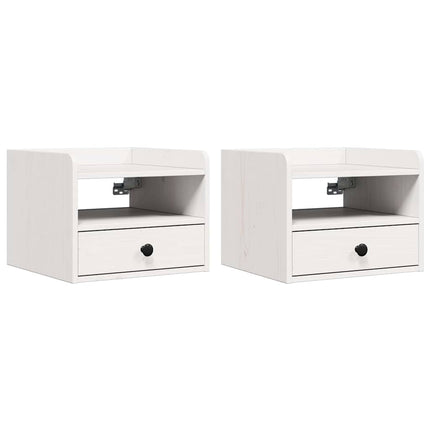 Sängbord med låda 2 pcs Vit 38 x 36 x 29,5 cm Massiv furu