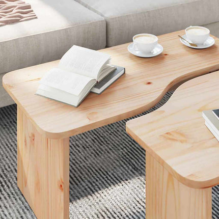 Kaffeebord 2 pcs Naturfärg Massiv furu