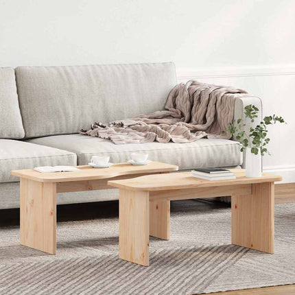 Kaffeebord 2 st Naturfärg 100 x 69 x 35,5 cm Massiv furu