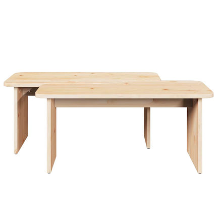 Kaffeebord 2 st Naturfärg 100 x 69 x 35,5 cm Massiv furu